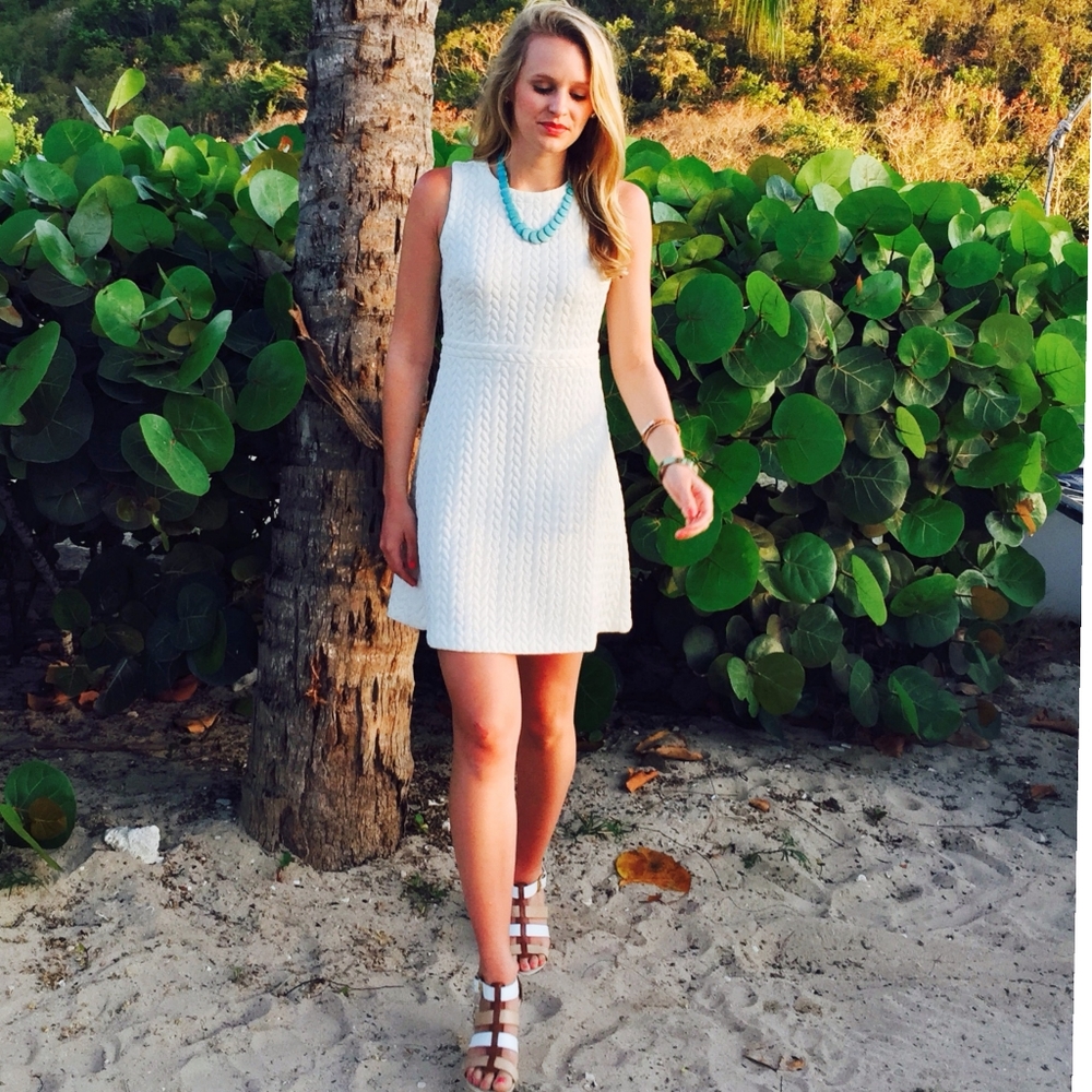 LOFT White Textured Sleeveless Mini Dress